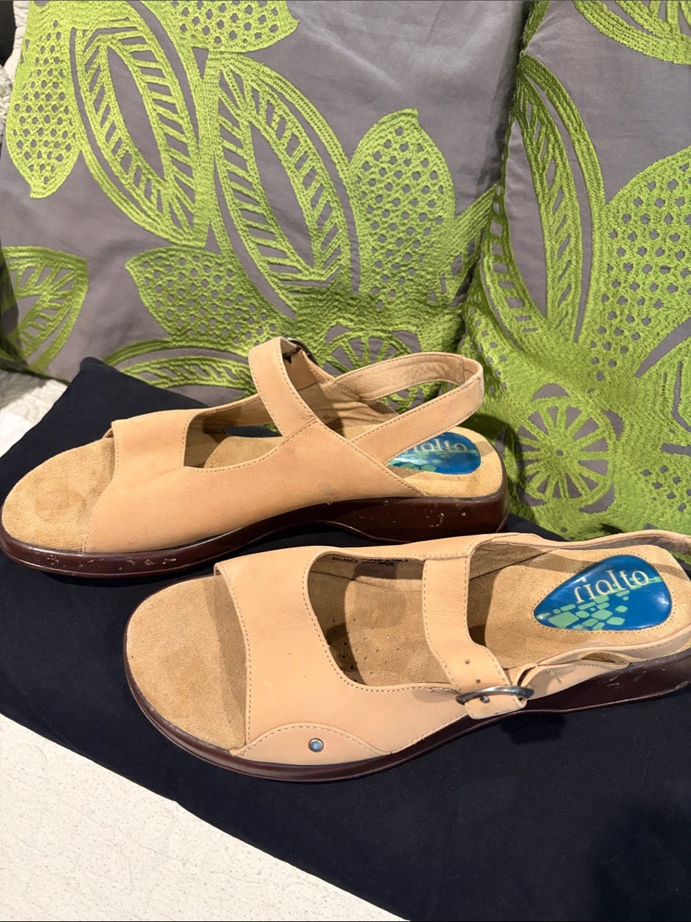 Rialto Peach-Tan Comfort Slingback Sandals